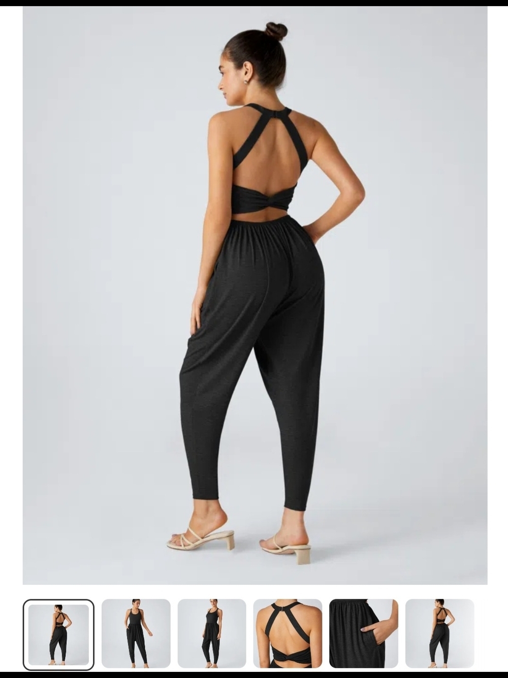 NWOT XL HALARA Black Women's U Neck Pocket Harem Casual Jumpsuit-Easy Peezy
